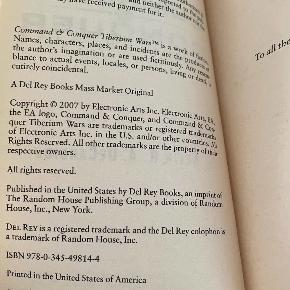 Command and Conquer: Tiberium Wars paperback book